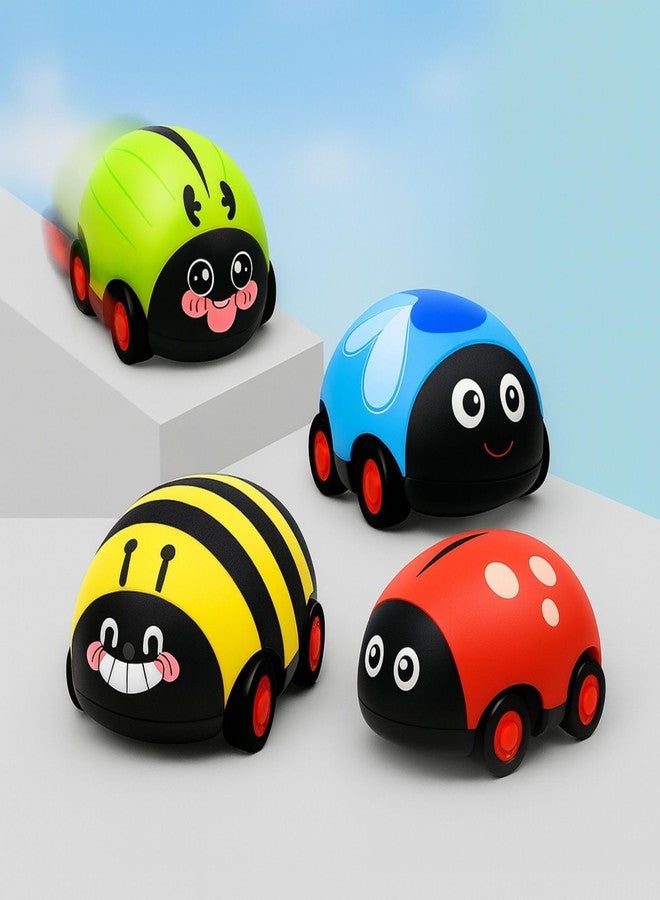 GRAPHENE Pullback Bees Car for Toddler Unbreakable Beetle Toy Cartoon Mini Bugs Friction Powered Push and Go Insect Vehicle Cars 6Month +2 Year Baby Kids Multicolour Pack of 4 Random Design - Image 1